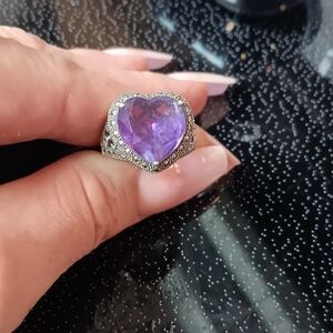 Sterling Silver Lavish By TJM Amethyst Heart Ring